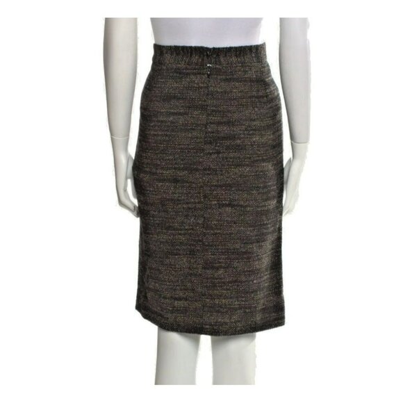 Dolce & Gabbana Brown Black Zip Skirt US8 IT44 Alpaca Wool Silk Slim Fit - Picture 6 of 6